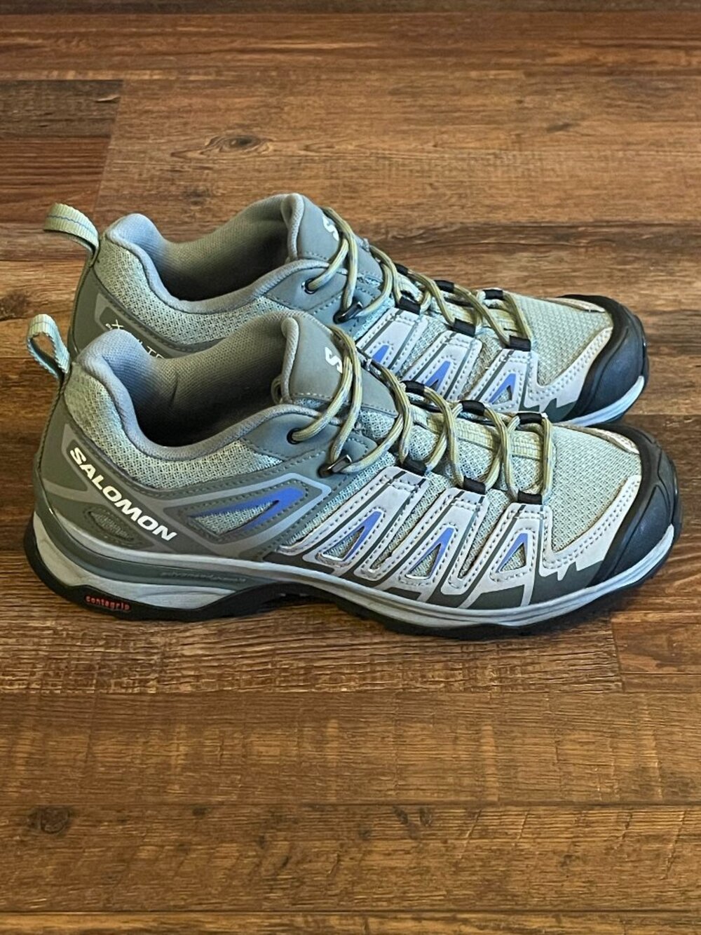 Salomon X ULTRA PIONEER Womens Hiking Shoes Oil Green/Castor Gray/Amparo Sz 7.5